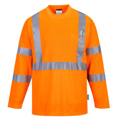 Hi-Vis Long Sleeve Pocket T-Shirt | Scaffolding Supplies Limited